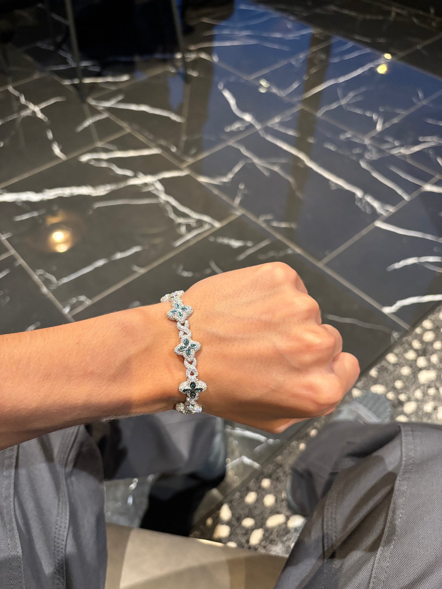 Green Clover Moissanite Bracelet